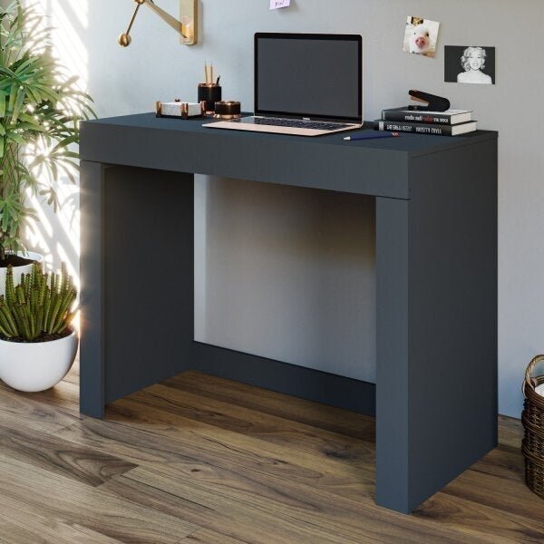 Escrivaninha Multiuso 1 Gaveta Cléo Permobili Preto Chumbo