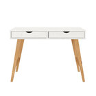 Escrivaninha Nórdica Minimalista Madeira Cavalete 2 Gav Branc