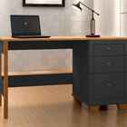 Escrivaninha Office 136cm 3 Gavetas Pés Em Madeira Fenix Pret