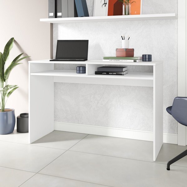 Escrivaninha Office 2 Nichos 120cm Brv Móveis Branca Branca