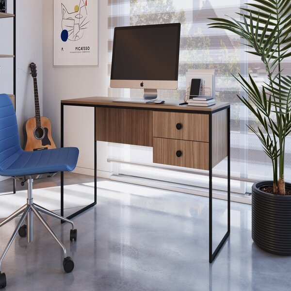 Escrivaninha Para Escritório 120 Cm 2 Gavetas Prodecor Montan