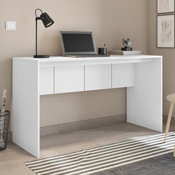 Escrivaninha Para Escritório 136cm Cubic Caemmun Branca