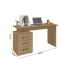 Escrivaninha Para Escritório Com 3 Gavetas Mesa Flay - Nature