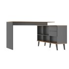 Escrivaninha Para Escritório Em "l" Cinza Vulcano/carvalho Da