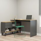 Escrivaninha Para Escritório Em "l" Cinza Vulcano/carvalho Da