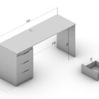 Escrivaninha Para Escritório Madri 3 Gavetas 163cm Creme E Fr