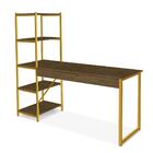 Escrivaninha Para Quarto Em Aço Com Torre Imbuia Dourado Sett