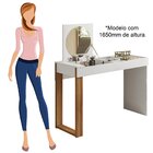 Escrivaninha Penteadeira 111cm Com Espelho Play Branco/cinamo