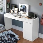 Escrivaninha Penteadeira 136cm Com Espelho Crystal Branca