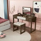 Escrivaninha Penteadeira Com Espelho E Banqueta Luanda Fenix