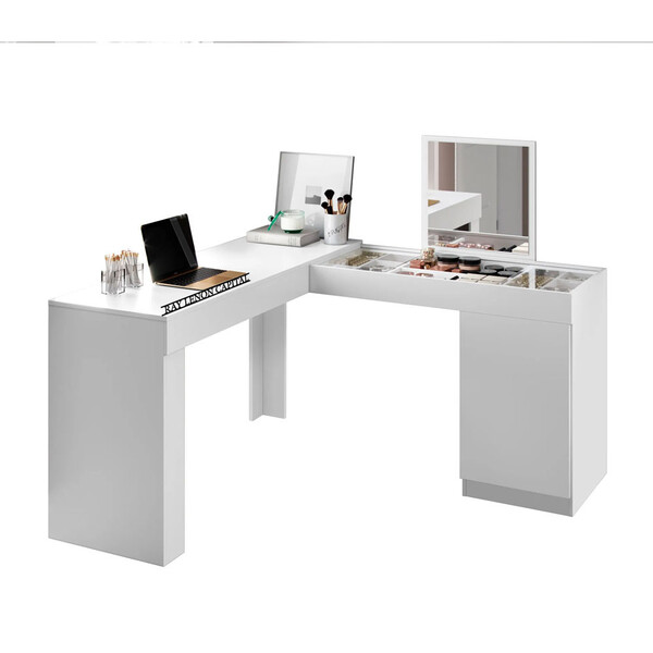 Escrivaninha Penteadeira De Canto Dama Com Espelho Mobler Spe