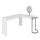 Escrivaninha Penteadeira Em L Com Espelho Mavi Branc/preto Fo