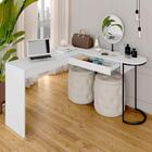 Escrivaninha Penteadeira Em L Com Espelho Mavi Branc/preto Fo