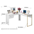 Escrivaninha Penteadeira Halle De Canto Com Espelho Branco Fo