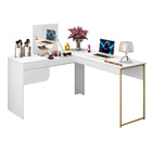 Escrivaninha Penteadeira Halle De Canto Com Espelho Branco Fo