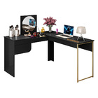 Escrivaninha Penteadeira Halle De Canto Com Espelho Preto Fos