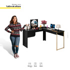 Escrivaninha Penteadeira Halle De Canto Com Espelho Preto Fos