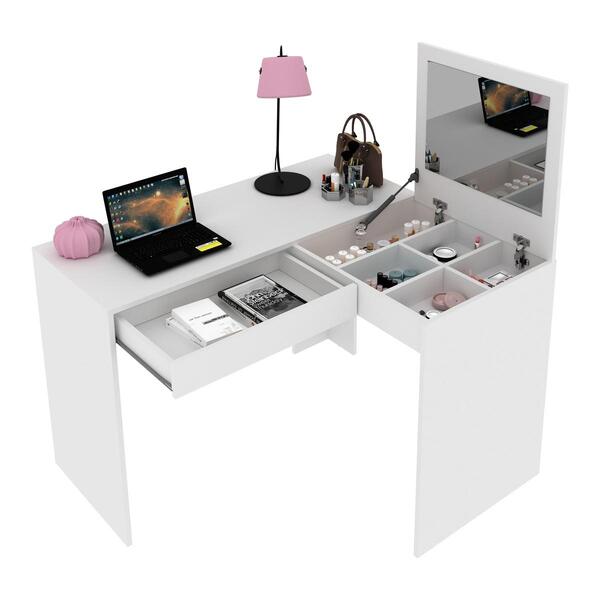 Escrivaninha/pentedeira De Canto 110cm Com Espelho E 1 Gaveta