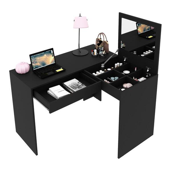 Escrivaninha/pentedeira De Canto 110cm Com Espelho E 1 Gaveta