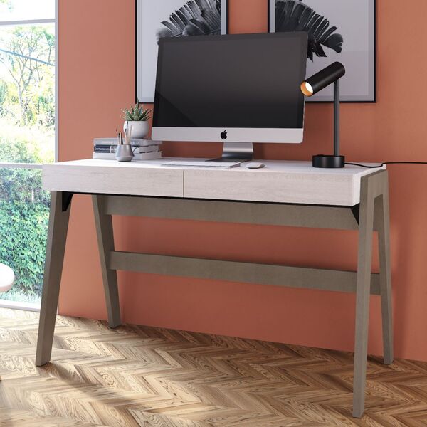 Escrivaninha Pés Palito Retrô 1 20m Com 2 Gavetas 26105 Trend