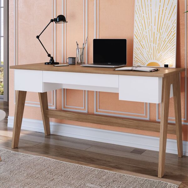 Escrivaninha Pés Palito Retrô 1 50m Com 3 Gavetas Style Móvel