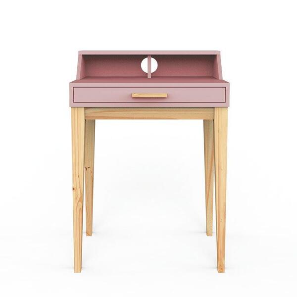 Escrivaninha Pine 60cm Com Gaveta - Rosa Chá