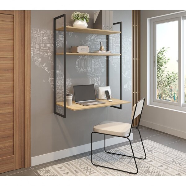 Escrivaninha Porto Suspensa 94cm Industrial Espresso Móveis N