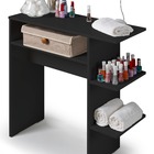 Escrivaninha Preta Mesa De Computador Madeira C/ Prateleira