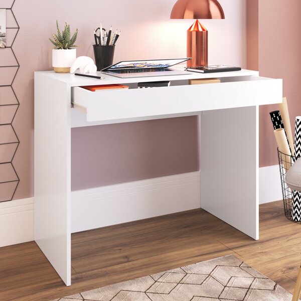 Escrivaninha Reta Com 01 Gaveta Grande Branca