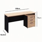 Escrivaninha Retangular 135cm 3 Gavetas E 1 Pasta Suspensa Es