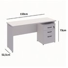 Escrivaninha Retangular 135cm 3 Gavetas E 1 Pasta Suspensa Es