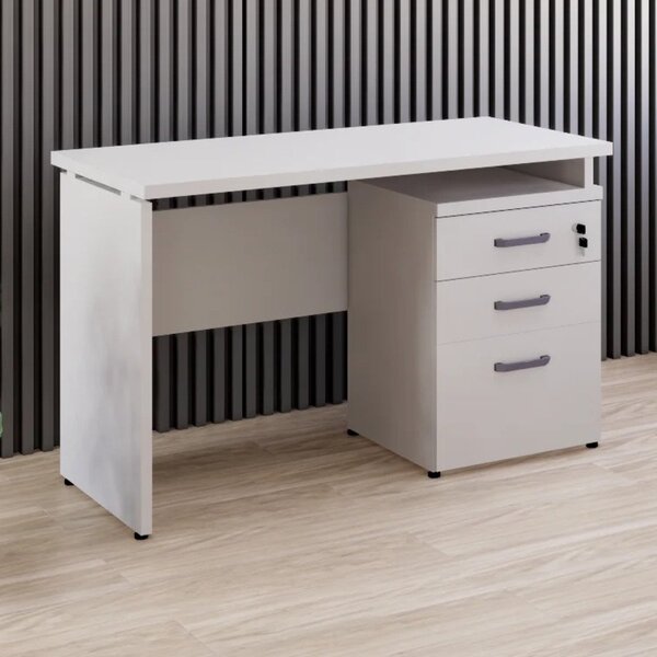 Escrivaninha Retangular 135cm 3 Gavetas E 1 Pasta Suspensa Es