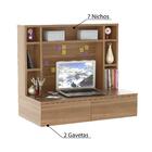 Escrivaninha Retangular De Parede 02 Gavetas - Castanho