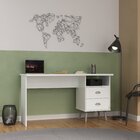 Escrivaninha Retrô Hecol Móveis 1 Nicho 136cm Branco Tx Branc