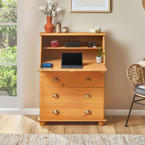 Escrivaninha Rolltop Mesa Madeira 3 Gavetas Gomes Madeirado