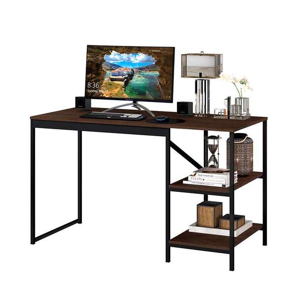 Escrivaninha Slim Castanho Rústico E Preta