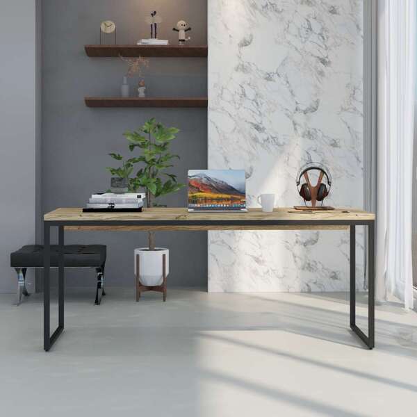 Escrivaninha Studio Carvalho E Preta 180 Cm