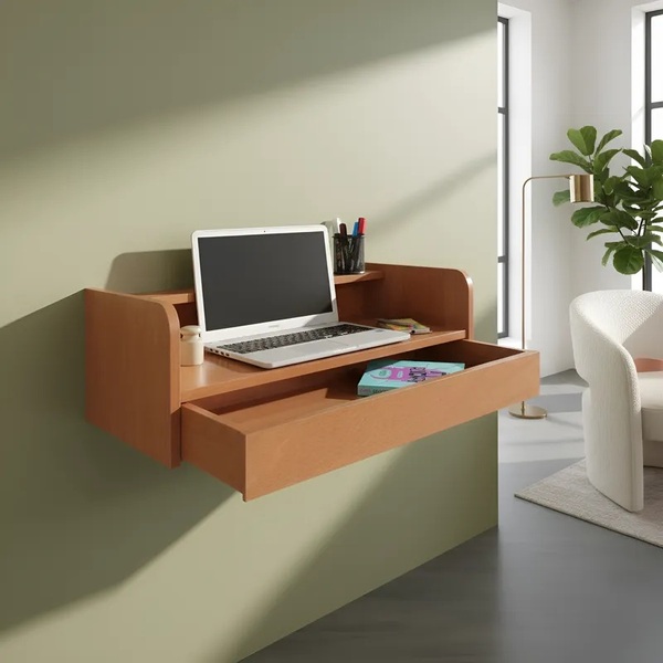 Escrivaninha Suspensa Bancada Com Gaveta Mesa Notebook Madeir