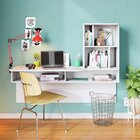 Escrivaninha Suspensa Com 6 Nichos Lilac  Branca Fosco