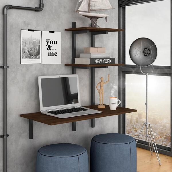 Escrivaninha Suspensa Industrial Mykonos Preto/imbu - Moveis