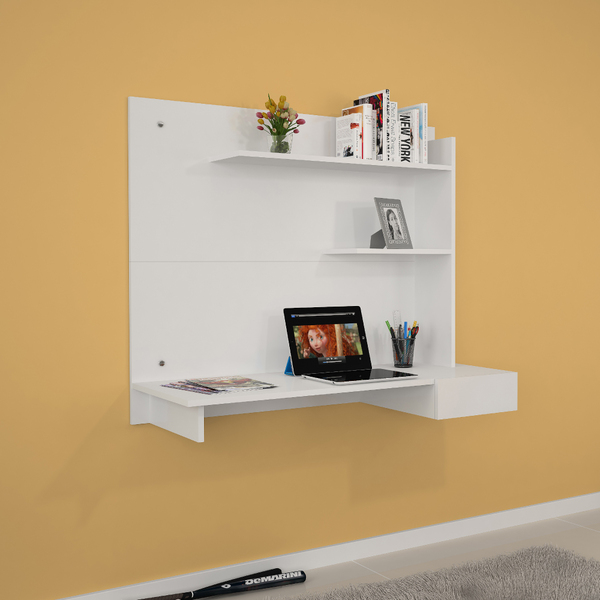 Escrivaninha Suspensa Manu Com Gaveta E Prateleira - Branco