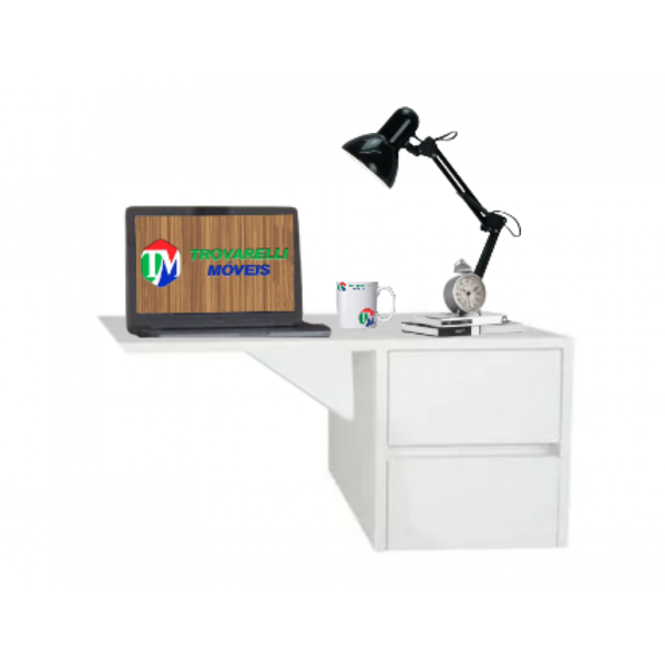 Escrivaninha Suspensa Mesa Para Notebook Em Mdf - Branca