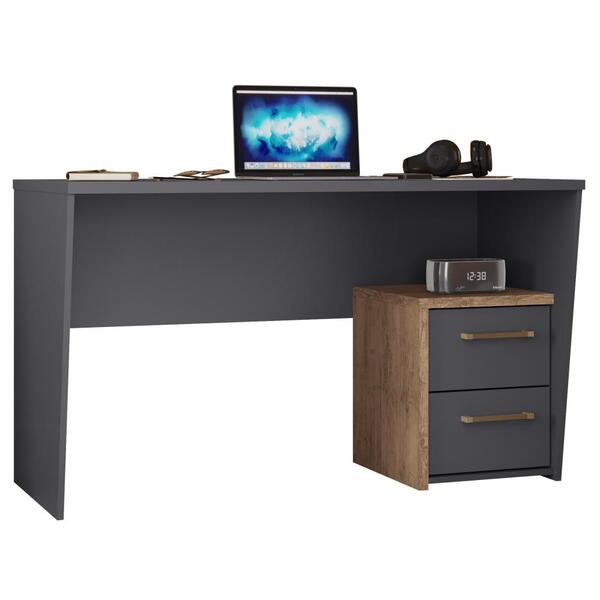 Escrivaninha Win Home Office 2 Gavetas Chumbo Amêndoa