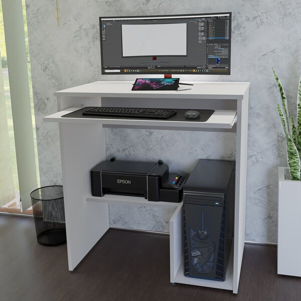 Escrivaninhar Com Suporte Para Cpu E Impressora  Branco