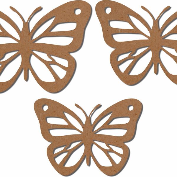 Escultura  De Parede Borboletas 3 Peças Mdf 6mm