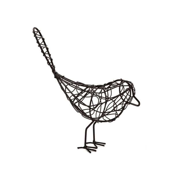 Escultura  Pássaro Em Metal Preto 14359 Mart
