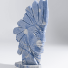 Escultura  Rosto Índio Lapidado Em Quartzo Azul Macaúba