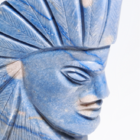 Escultura  Rosto Índio Lapidado Em Quartzo Azul Macaúba