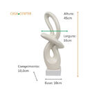 Escultura Abstrata Branca Com Base De Madeira - Grande 45cm