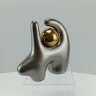 Escultura Abstrata Decorativa  Home&co Resina 19x21x8cm Prata